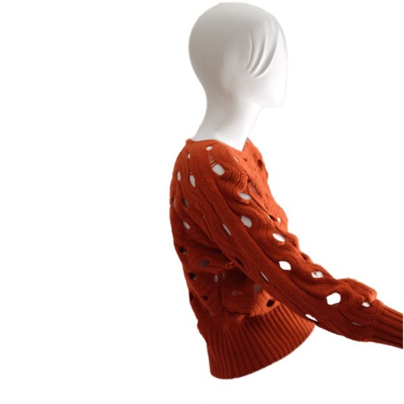 Rust red gold metallic ripples loose knit sweater by Passion - Picture 2 of 6